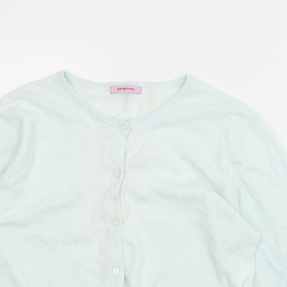Paraphrase Girls Green Floral  Cardigan Jumper Size L