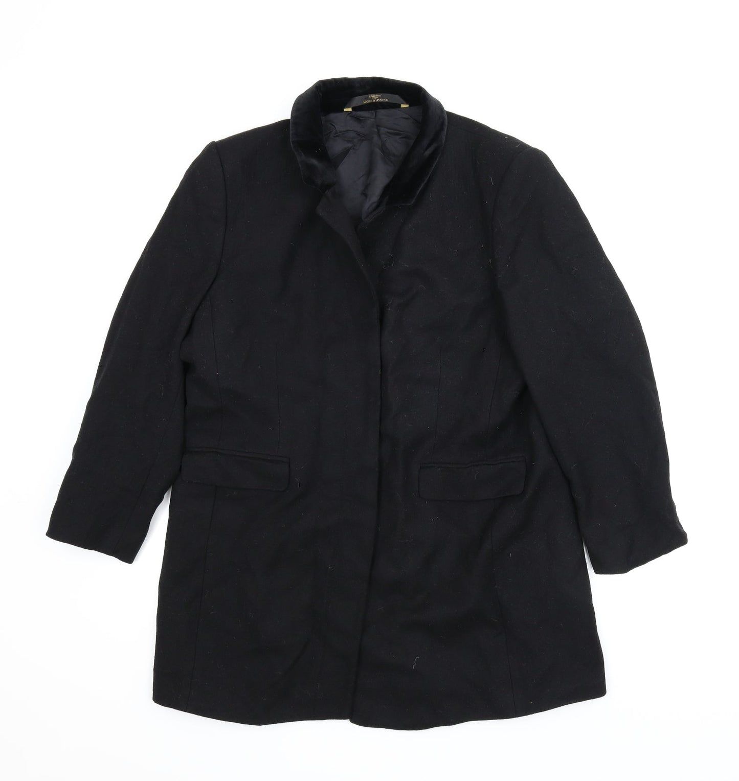 Womens UK Size 16 M&S Black Pea Coat