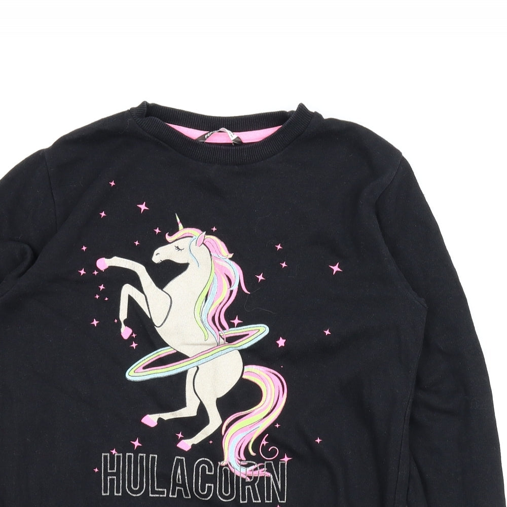 Pep&Co Girls Black   Pullover Sweatshirt Size 11-12 Years  - Unicorn