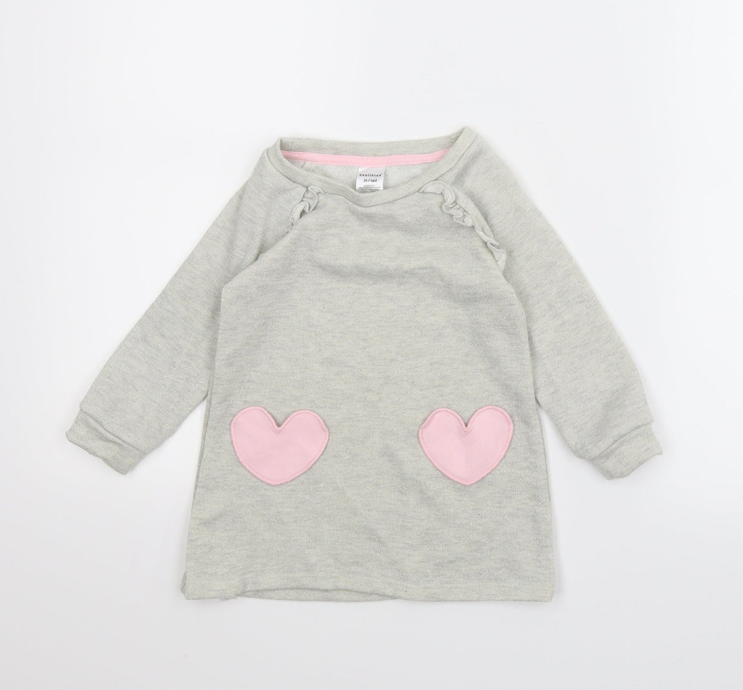 Healthtex Girls Grey   Jumper Dress  Size 2 Years  - Loveheart