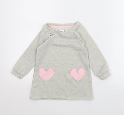 Healthtex Girls Grey   Jumper Dress  Size 2 Years  - Loveheart
