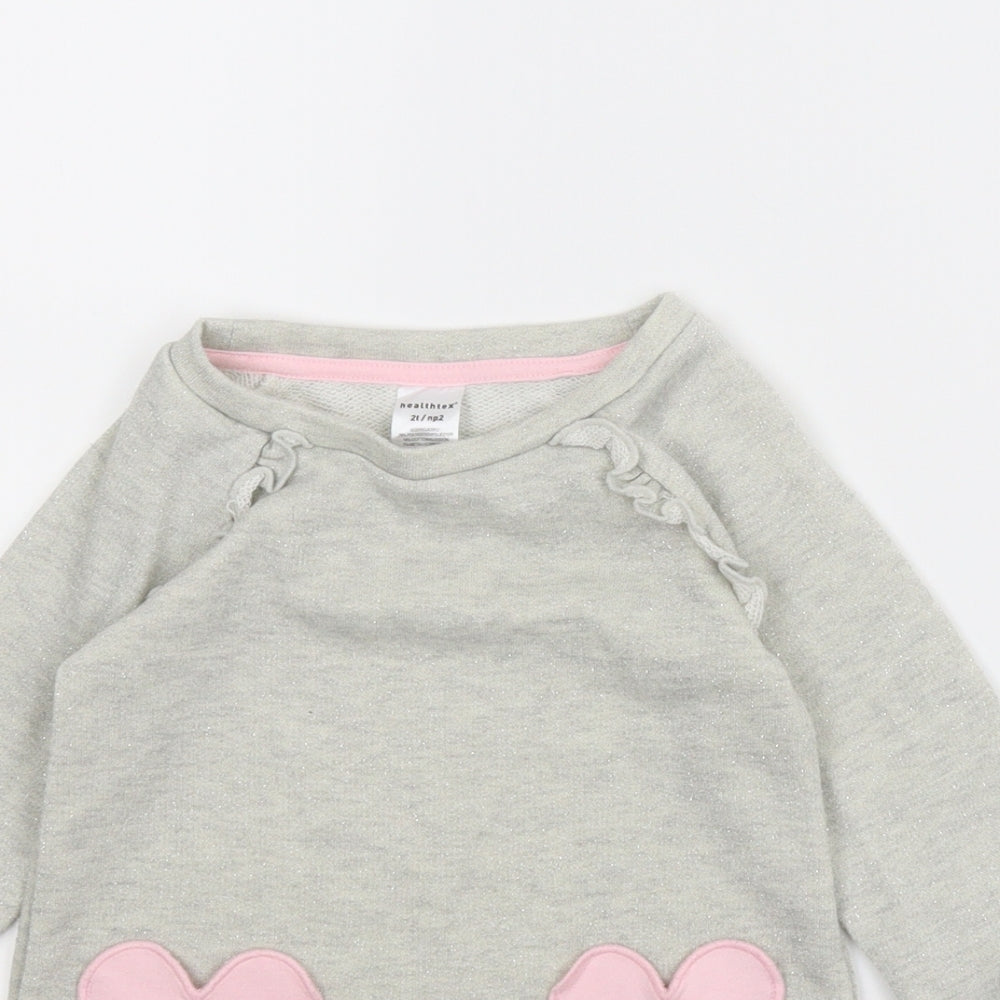 Healthtex Girls Grey   Jumper Dress  Size 2 Years  - Loveheart