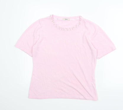Womens UK Size M Classic Pink Basic Blouse