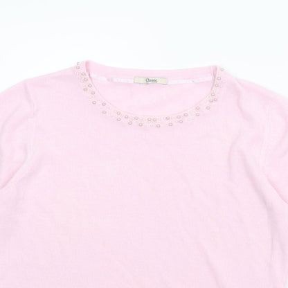 Womens UK Size M Classic Pink Basic Blouse