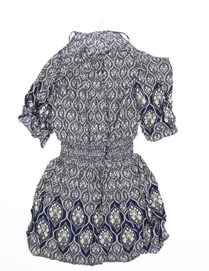 Blue Vanilla Womens Blue Paisley  A-Line  Size L