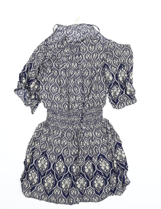 Blue Vanilla Womens Blue Paisley  A-Line  Size L