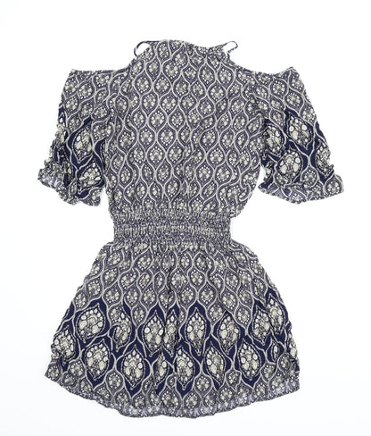 Blue Vanilla Womens Blue Paisley  A-Line  Size L