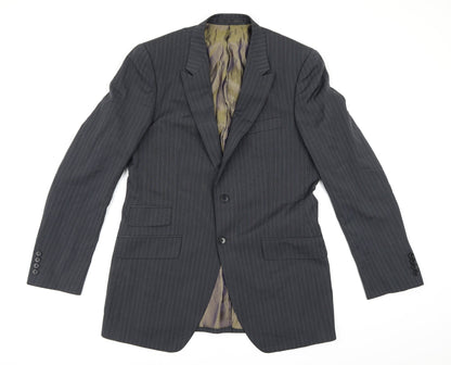 Autograph Mens Grey Striped Rayon Jacket Suit Jacket Size 40