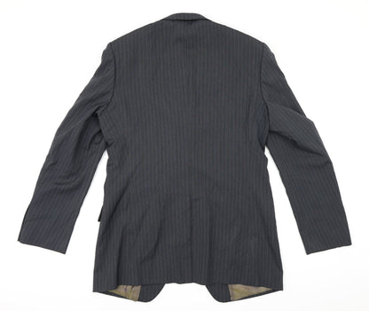 Autograph Mens Grey Striped Rayon Jacket Suit Jacket Size 40