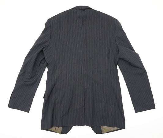 Autograph Mens Grey Striped Rayon Jacket Suit Jacket Size 40