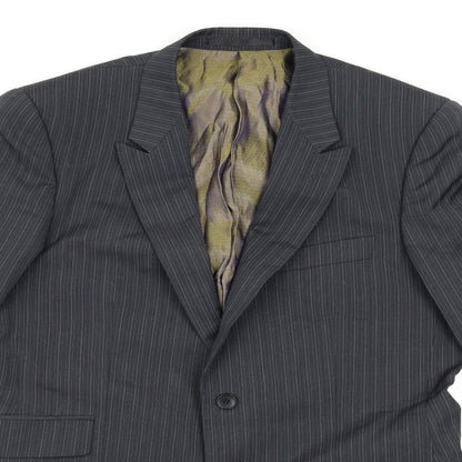 Autograph Mens Grey Striped Rayon Jacket Suit Jacket Size 40