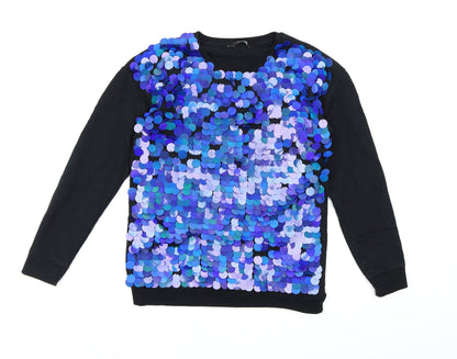 George Girls Black  Jersey Pullover Sweatshirt Size 10-11 Years