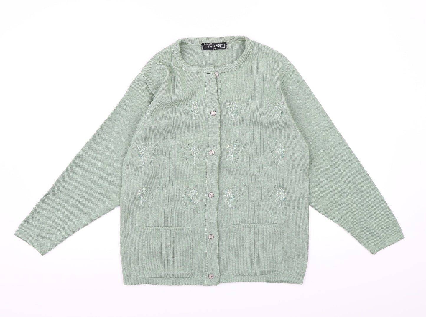 Sanco Womens Green  Knit Cardigan Jumper Size M