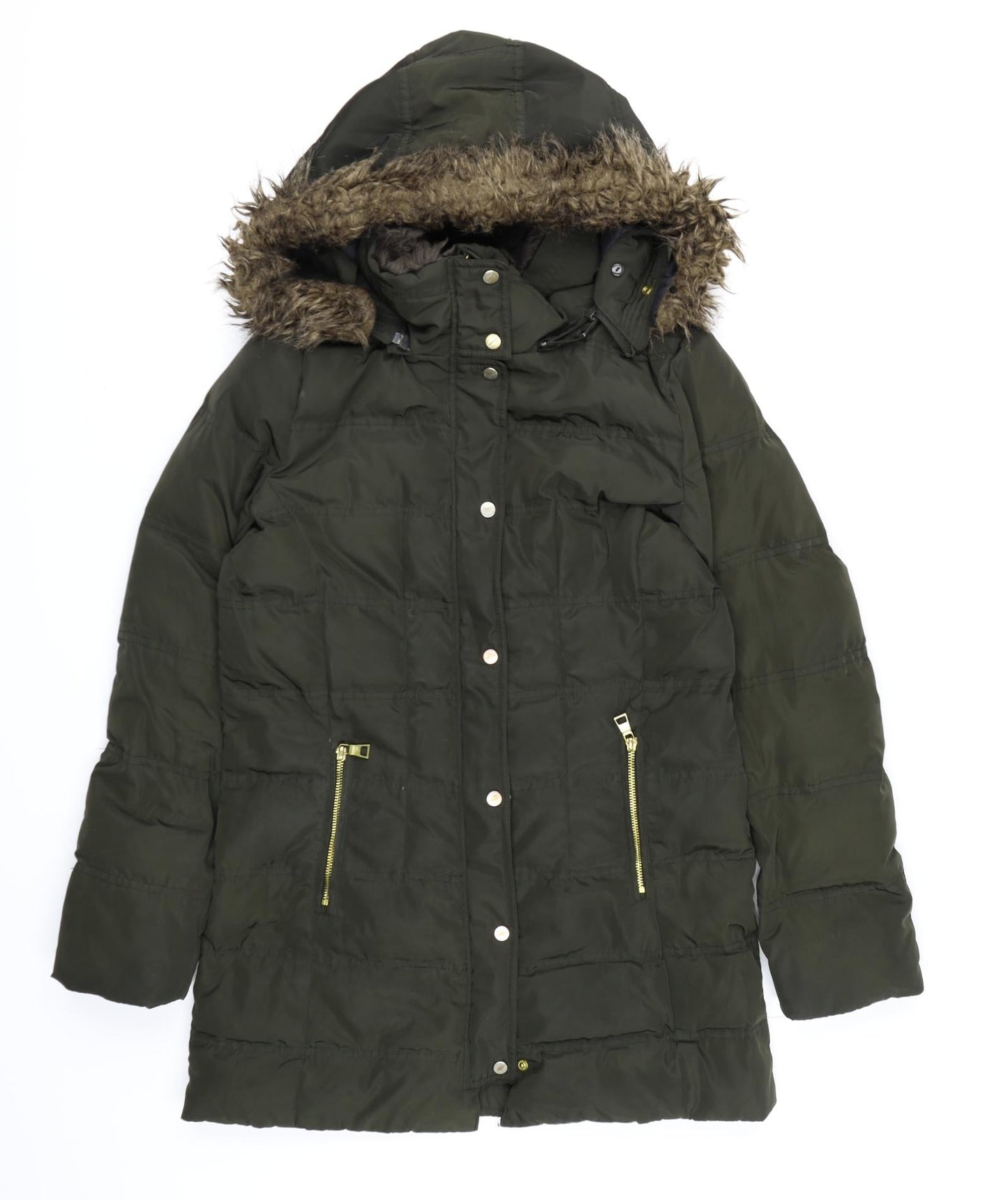 Womens UK Size S H&M Green Quilted Coat