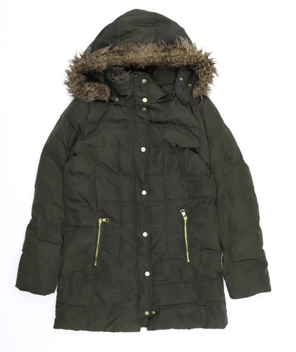 Womens UK Size S H&M Green Quilted Coat