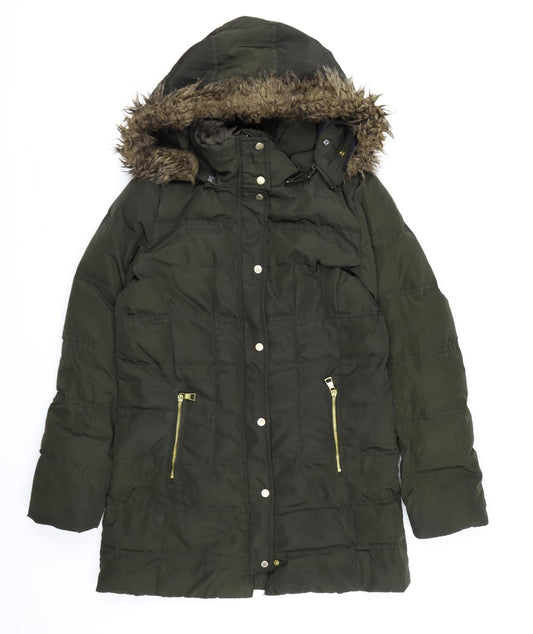 Womens UK Size S H&M Green Quilted Coat