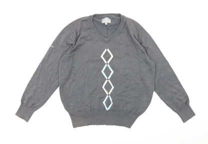 Palm Grove Womens Grey Check Knit Pullover Jumper Size 14