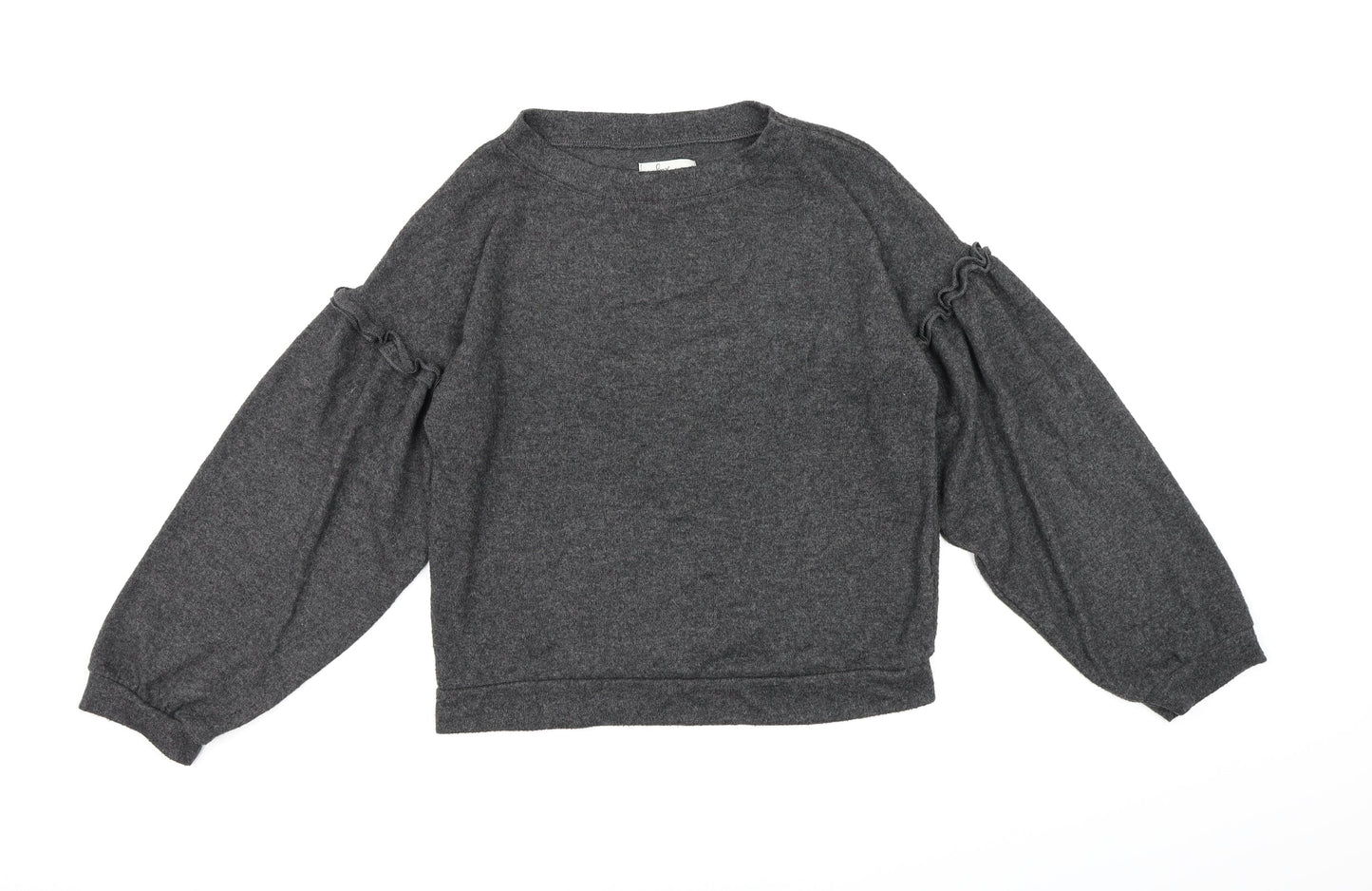 Love to Lounge Womens Grey  Fleece Top Pyjama Top Size S  - Puff Sleeve