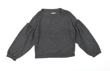 Love to Lounge Womens Grey  Fleece Top Pyjama Top Size S  - Puff Sleeve
