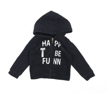 Mayoral Girls Black  Jersey Full Zip Hoodie Size 2 Years