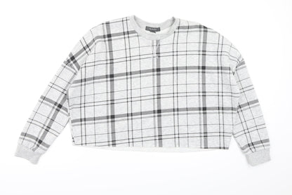 Primark Womens Grey Check Jersey Pullover Sweatshirt Size 6