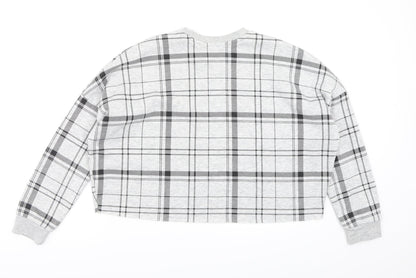 Primark Womens Grey Check Jersey Pullover Sweatshirt Size 6