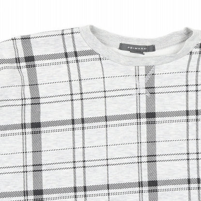 Primark Womens Grey Check Jersey Pullover Sweatshirt Size 6