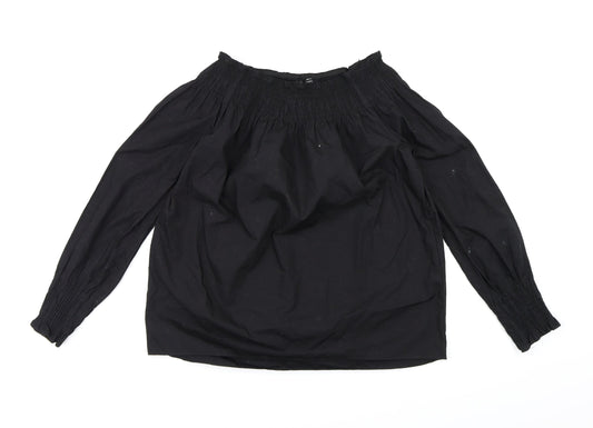 Womens UK Size XS Zara Black Basic Blouse
