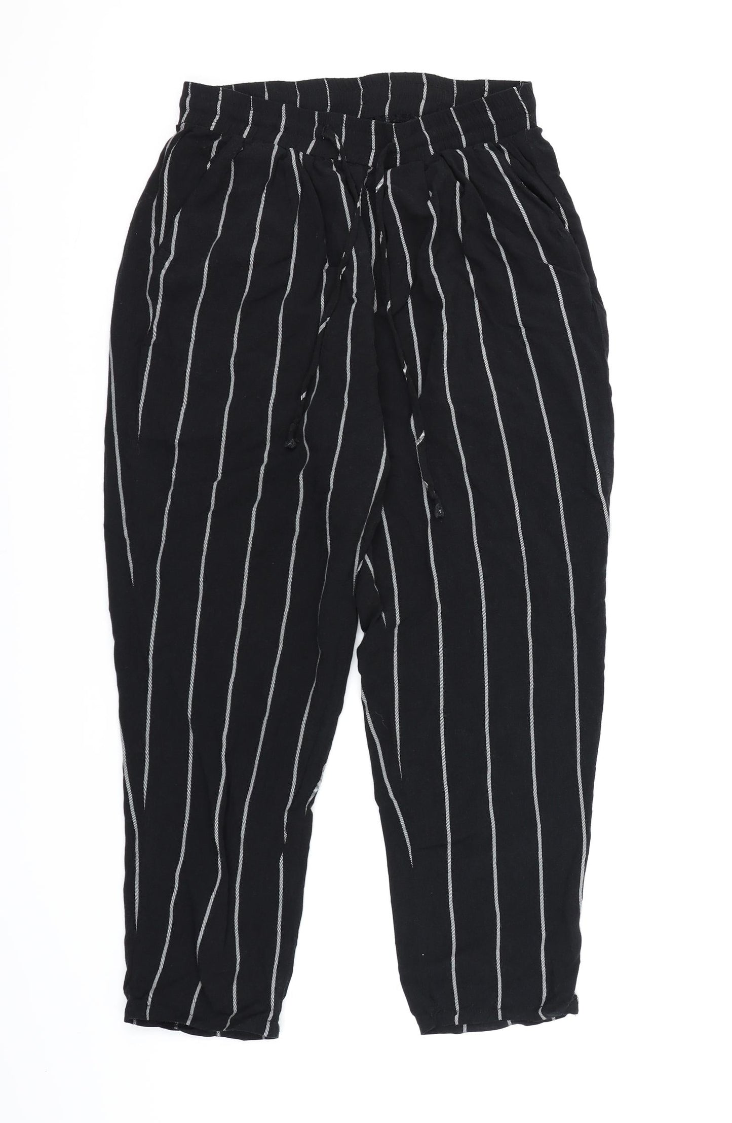 Womens UK Size 10 PRETTYLITTLETHING Regular Fit Harem Black Trousers