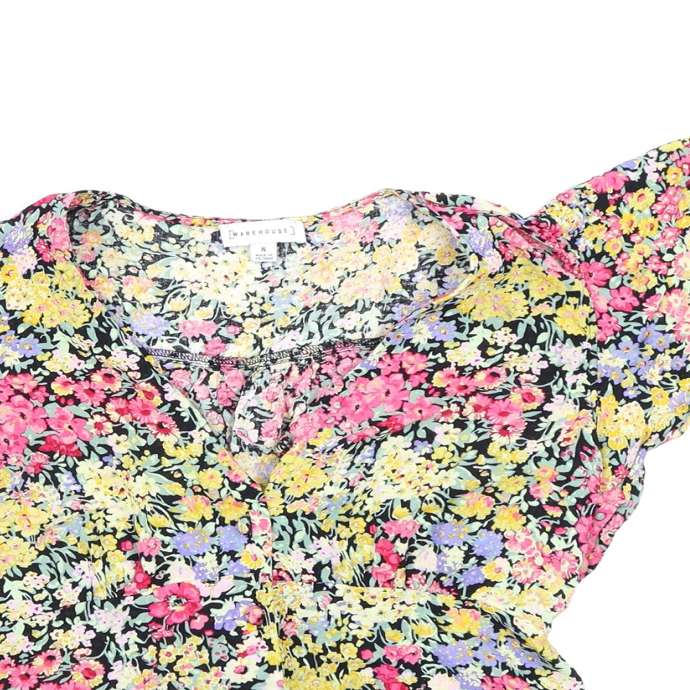 Womens UK Size 8 Warehouse Multicoloured Basic Blouse