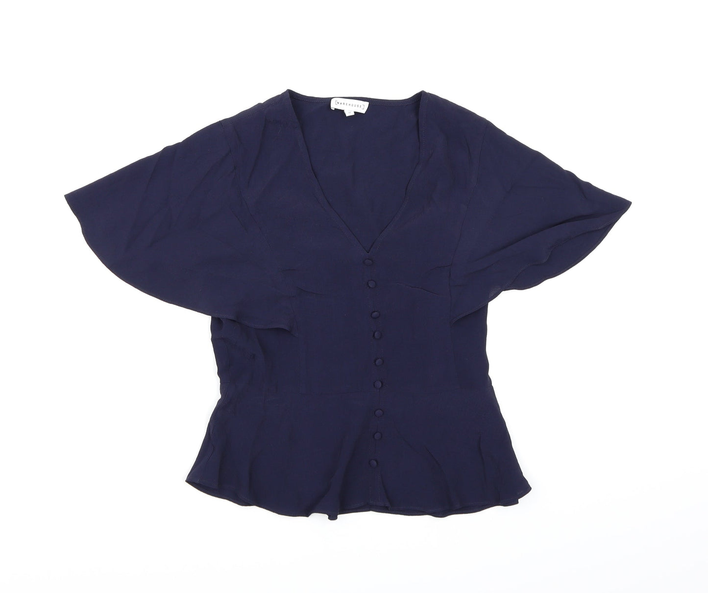 Womens UK Size 10 Warehouse Blue Basic Blouse