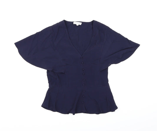 Womens UK Size 10 Warehouse Blue Basic Blouse