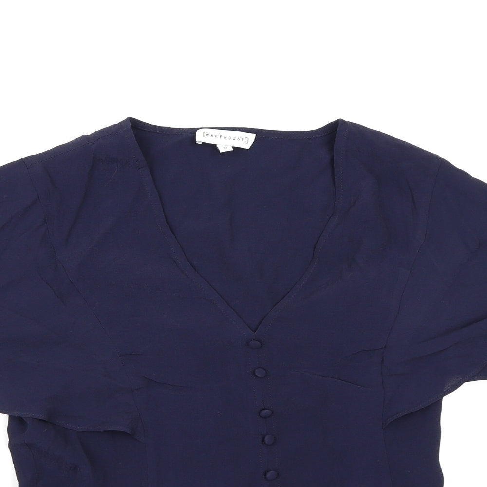 Womens UK Size 10 Warehouse Blue Basic Blouse