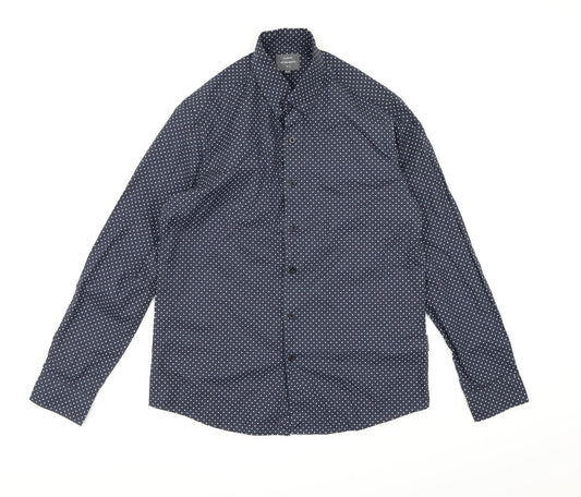 Mens UK Size M Peter Werth Blue  Button-Up Long Sleeve Casual Shirt
