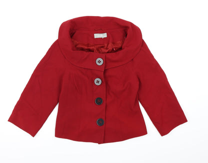 Womens UK Size 10 Wallis Red Pea Coat
