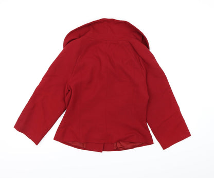 Womens UK Size 10 Wallis Red Pea Coat