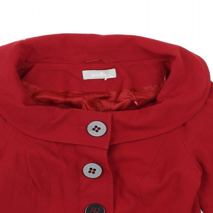 Womens UK Size 10 Wallis Red Pea Coat