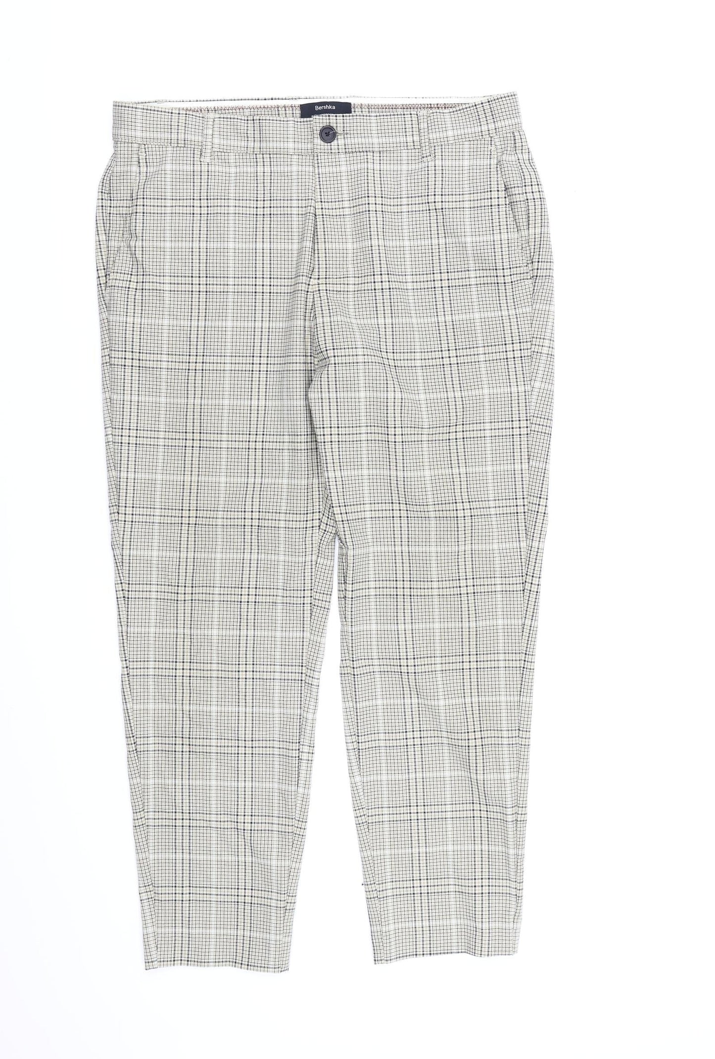 Mens UK Size S Bershka Regular Fit Dress Pants Beige Trousers