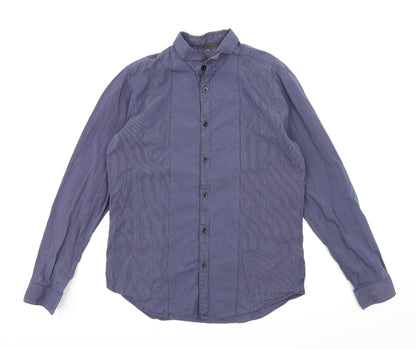 Mens UK Size M Burton London Blue  Button-Up Long Sleeve Casual Shirt