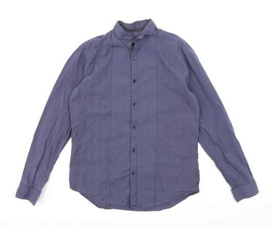 Mens UK Size M Burton London Blue  Button-Up Long Sleeve Casual Shirt