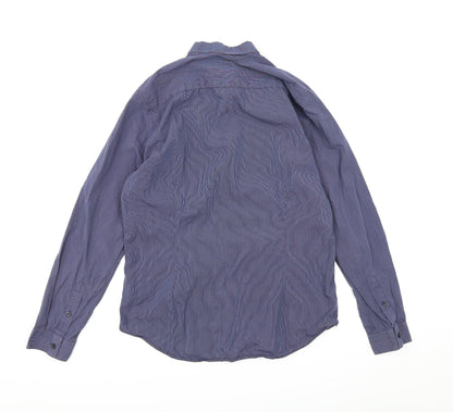 Mens UK Size M Burton London Blue  Button-Up Long Sleeve Casual Shirt