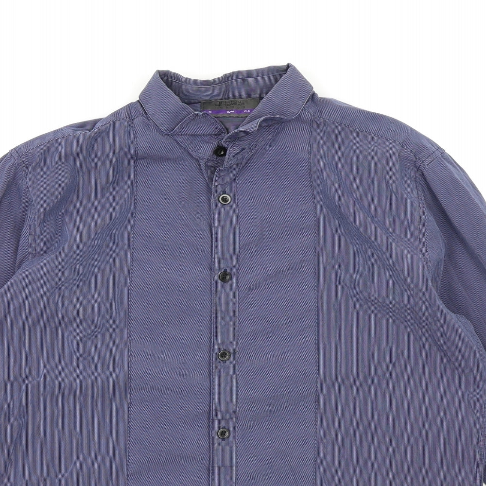 Mens UK Size M Burton London Blue  Button-Up Long Sleeve Casual Shirt
