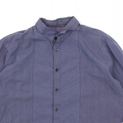 Mens UK Size M Burton London Blue  Button-Up Long Sleeve Casual Shirt