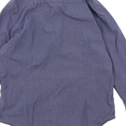 Mens UK Size M Burton London Blue  Button-Up Long Sleeve Casual Shirt