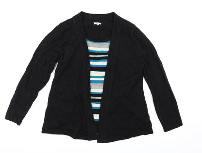 Text Womens Black Striped Knit Pullover Jumper Size S