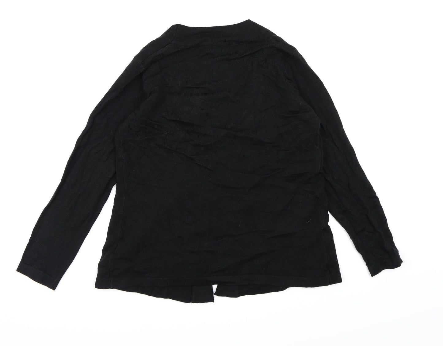 Text Womens Black Striped Knit Pullover Jumper Size S