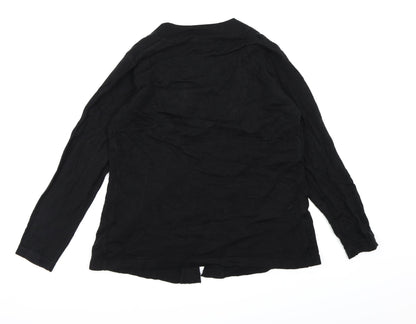 Text Womens Black Striped Knit Pullover Jumper Size S