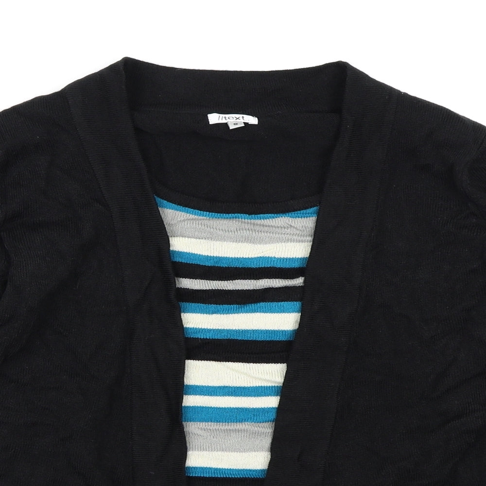 Text Womens Black Striped Knit Pullover Jumper Size S