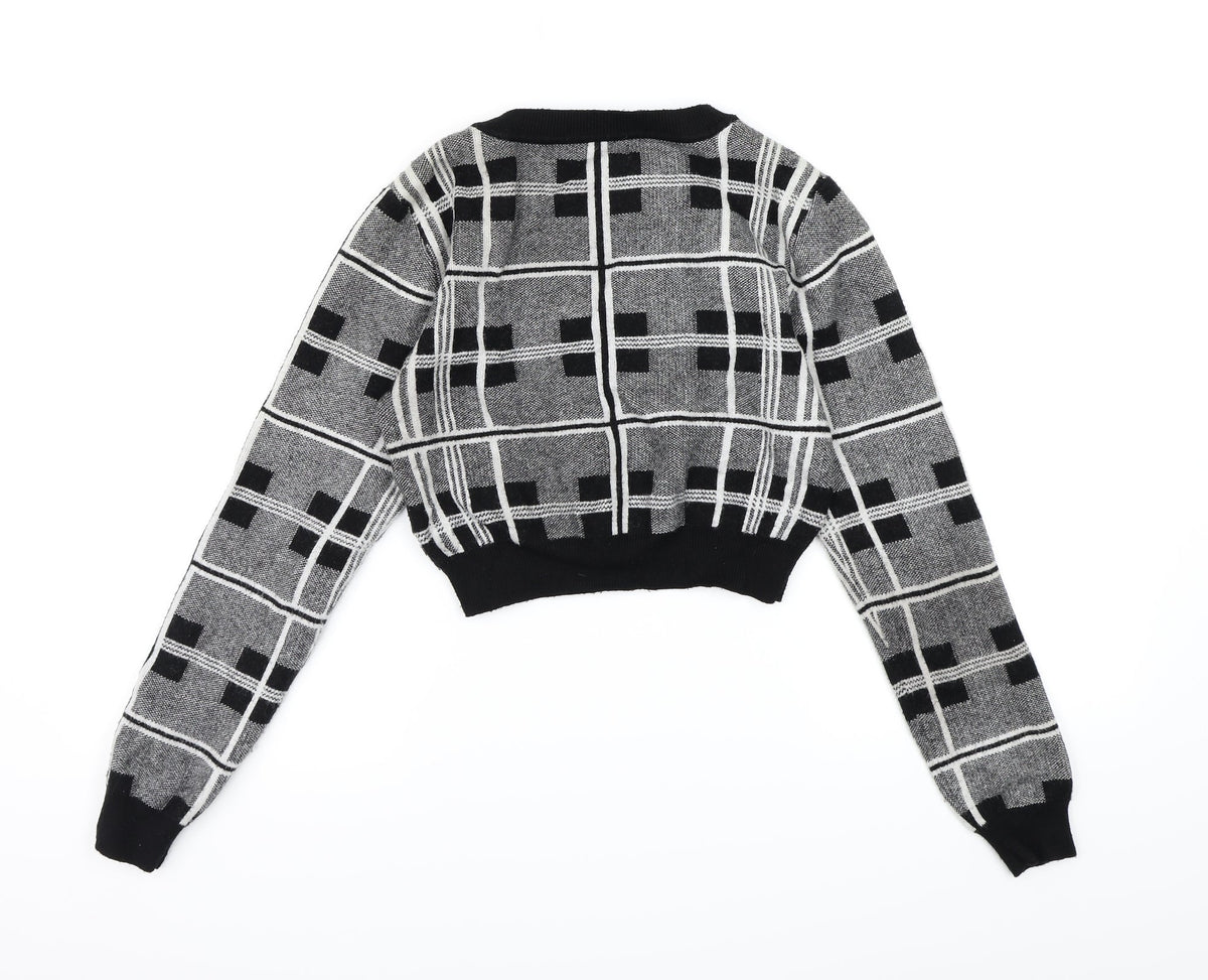 Primark Womens Grey Check Knit Pullover Jumper Size 6