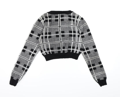 Primark Womens Grey Check Knit Pullover Jumper Size 6